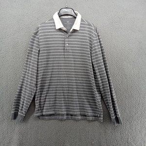 Mack Weldon Shirt Mens Medium Gray White Stripe Long Sleeve Polo Classicore